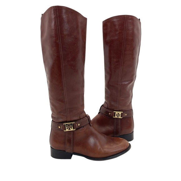 Tory Burch Alessandra Tall Riding Boots 7 Brown - Picture 1 of 16